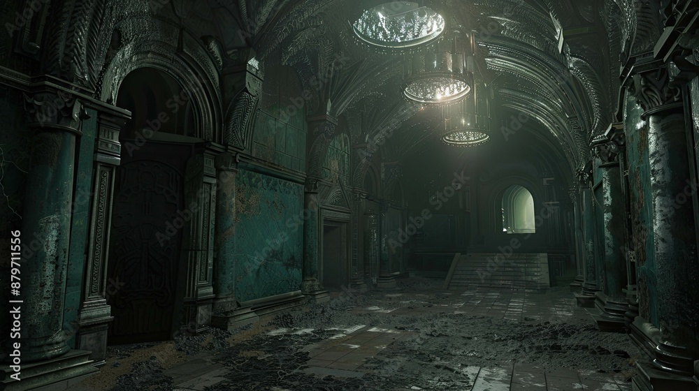 Fototapeta premium Forgotten Temples. AI generated art illustration.