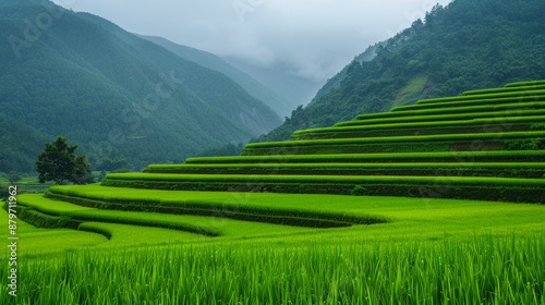 Innovative farming techniques, lush green fields, sustainable goals, vibrant colors