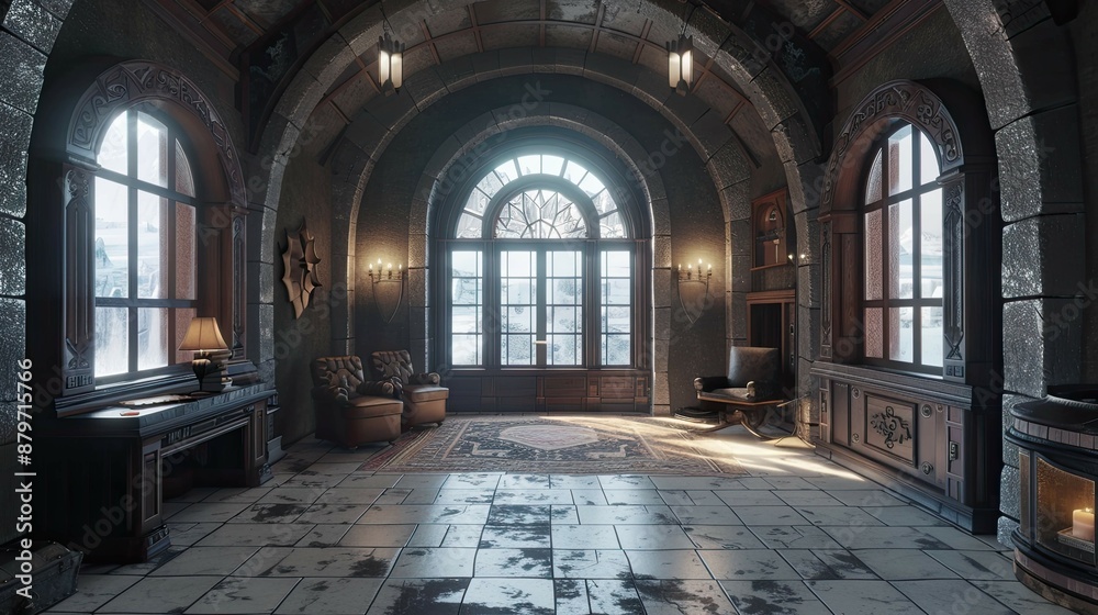 Fototapeta premium Magical Architecture. AI generated art illustration.