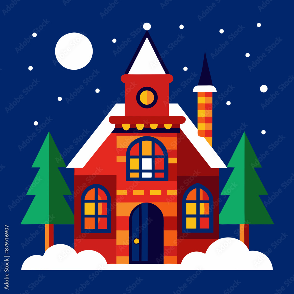 Fototapeta premium big Christmas house vector illustration 