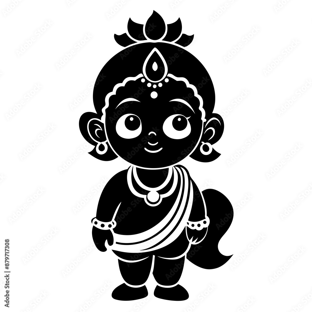 Fototapeta premium Chebbi art of Krishna all side view vector silhouette 