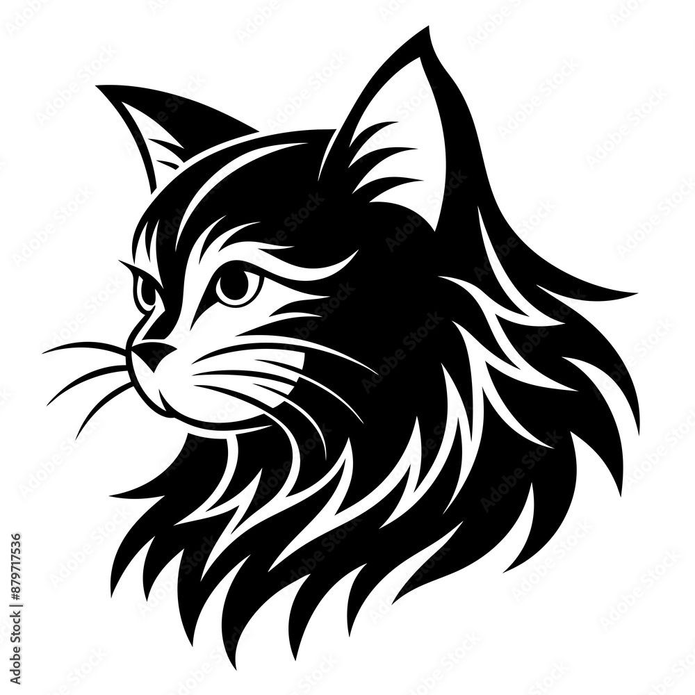 Obraz premium Persian cat face logo vector silhouette on white background