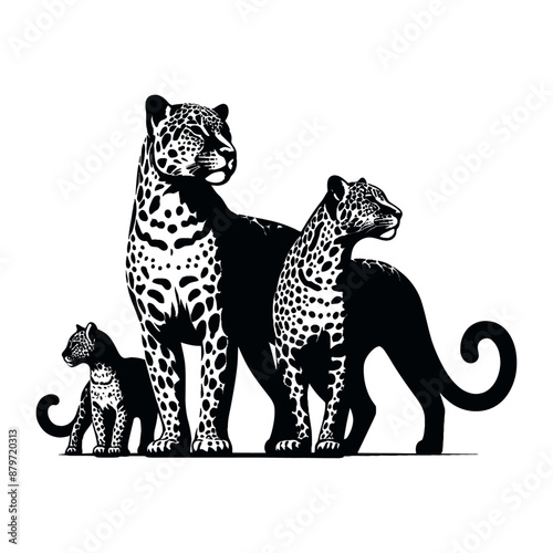 cheetah family silhouette vector