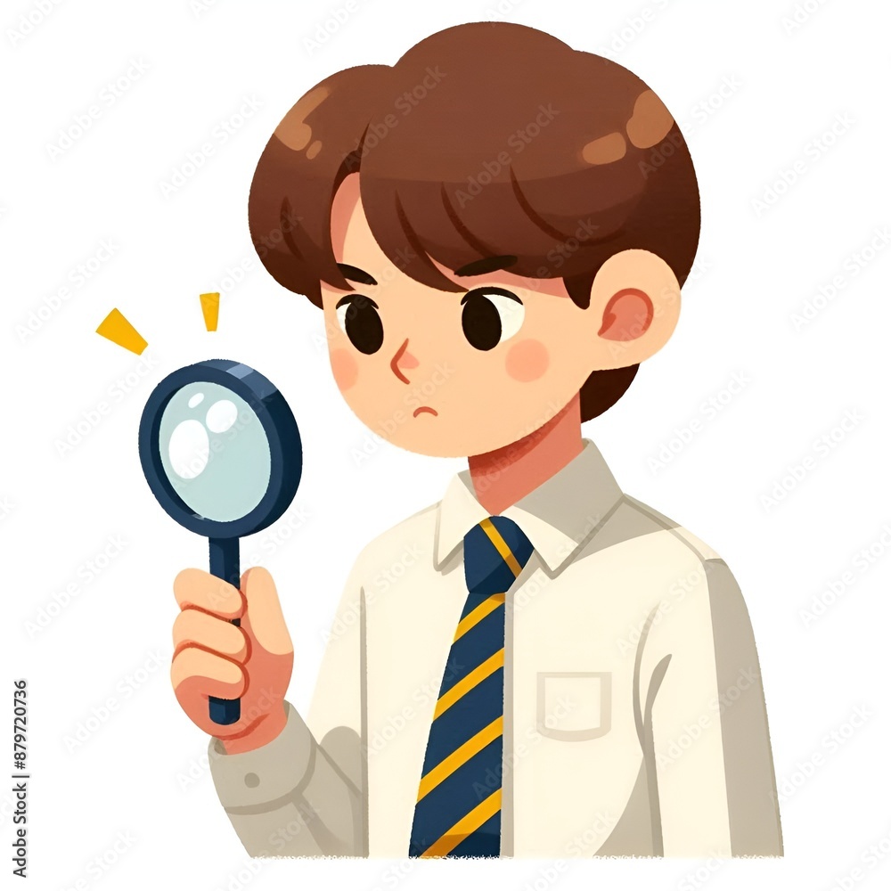 an illustration of a student observing with a magnifying glass. Generative ai an illustration of a student observing with a magnifying glass. Generative ai