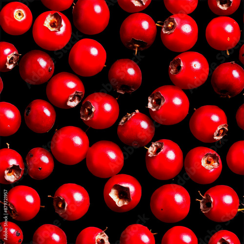 Hawthorn Berries vibrant red hawthorn berries forming a geometric pattern with some berries cut