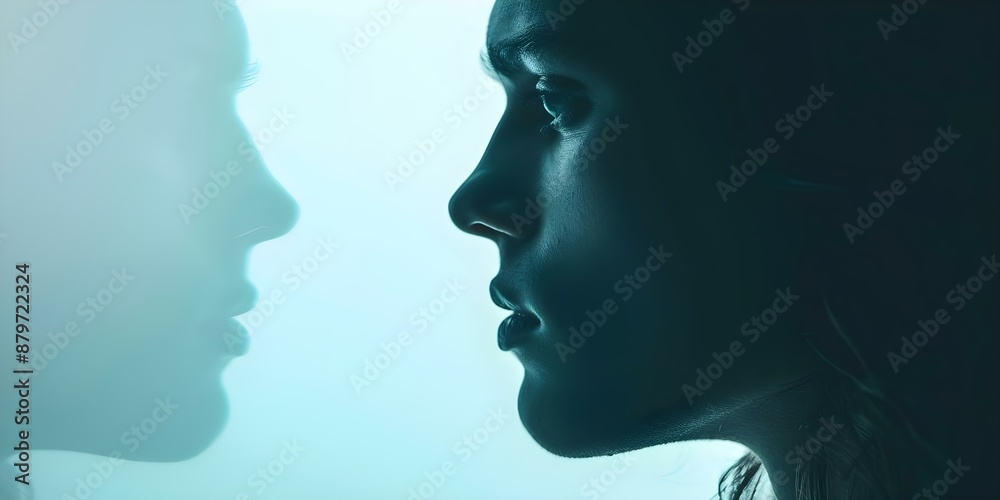 Fototapeta premium Encounter with Alternate Self in Parallel Universe A Journey of Identity and Destiny. Concept Alternate Realities, Self Discovery, Identity Crisis, Parallel Universes, Destiny Quest