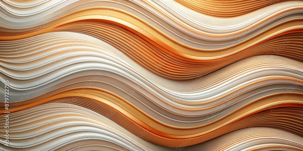 Obraz premium Abstract Orange and White Curved Lines, 3D render, abstract art, digital art, background, pattern, texture, wave , design, wallpaper, art, graphic, architecture