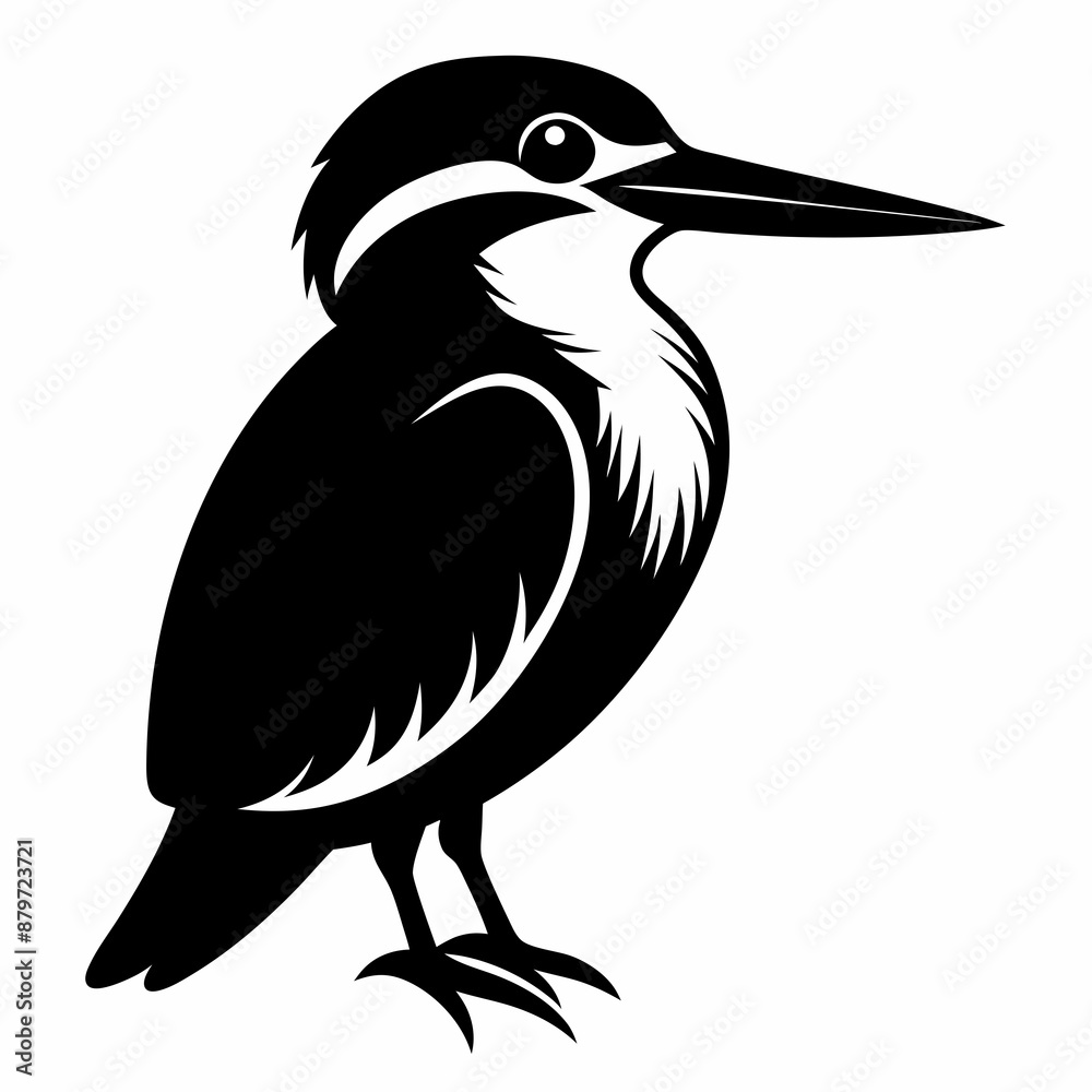 Obraz premium Kingfisher Black silhouette