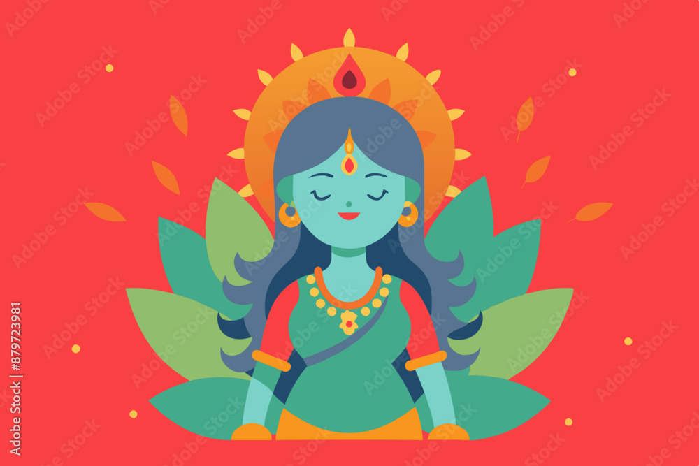 Happy Navaratri on pastel colorful background with flowers Happy Navaratri on pastel colorful background with flowers