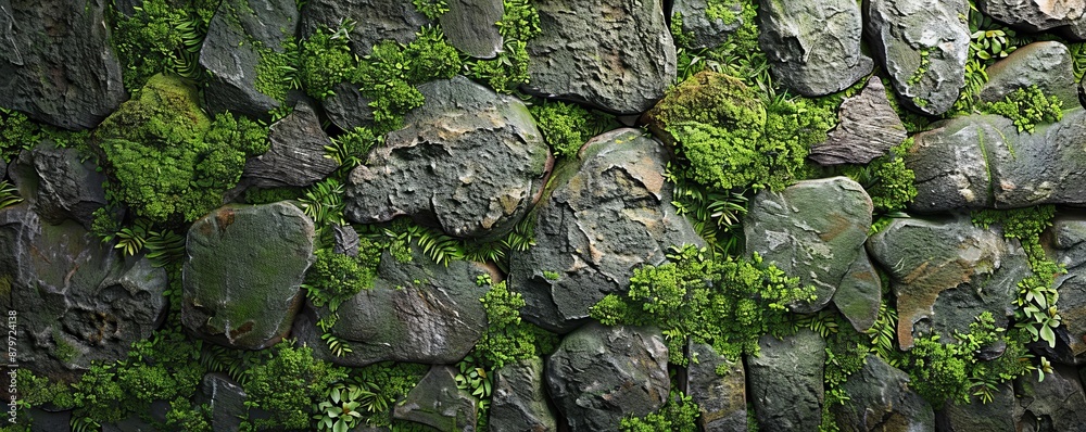 Moss-Covered Stone Texture Background, 4K hyperrealistic photo Moss-Covered Stone Texture Background, 4K hyperrealistic photo