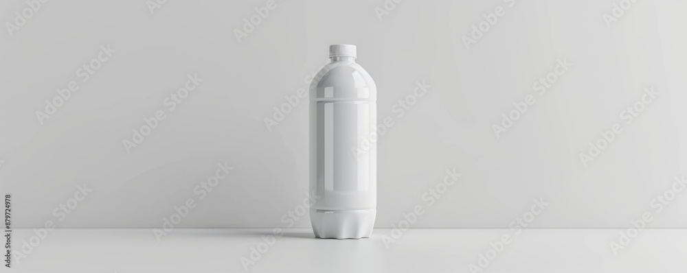 Isolated white plastic bottle on white background mockup, 4K hyperrealistic photo Isolated white plastic bottle on white background mockup, 4K hyperrealistic photo