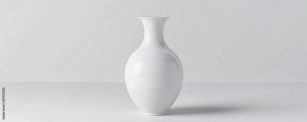 Isolated white ceramic vase on white background mockup, 4K hyperrealistic photo Isolated white ceramic vase on white background mockup, 4K hyperrealistic photo