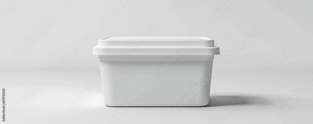 Isolated white plastic container on white background mockup, 4K hyperrealistic photo Isolated white plastic container on white background mockup, 4K hyperrealistic photo