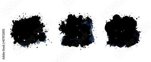 Set black and white illustration of a black and white, Black Watercolor Splash, Colorful Splash