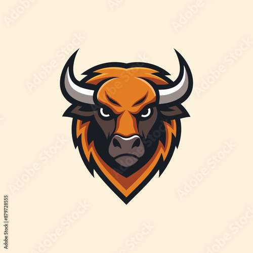 bison head logo style illustration