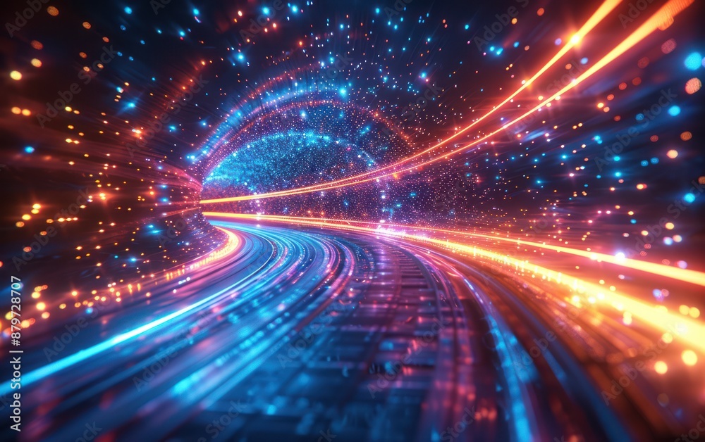 Abstract Neon Lights Tunnel - Speed and Technology Abstract Neon Lights Tunnel - Speed and Technology