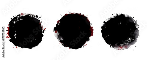 Set black and white illustration of a black and white, Black Watercolor Splash	