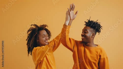 The joyful friends high-five photo