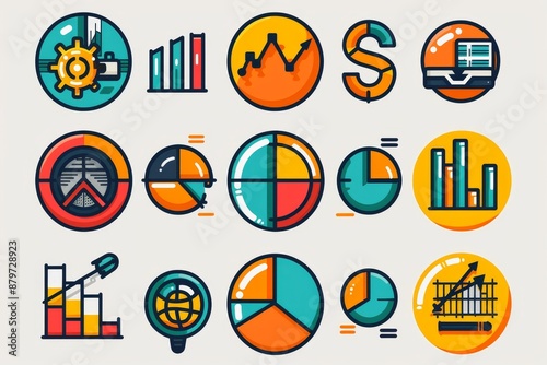 92 Icons representing AI-driven market analysis, a minimalist composition