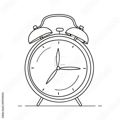 vintage alarm clock. line art vector illustration 