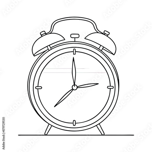 vintage alarm clock. line art vector illustration 