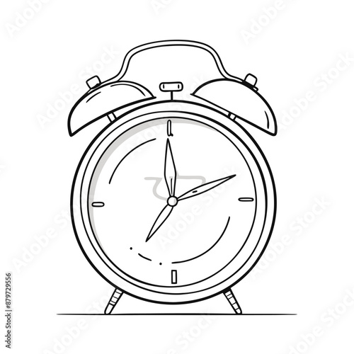 vintage alarm clock. line art vector illustration 