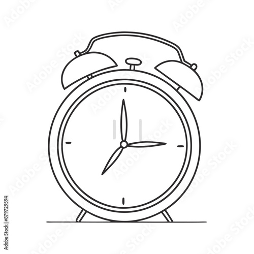 vintage alarm clock. line art vector illustration 