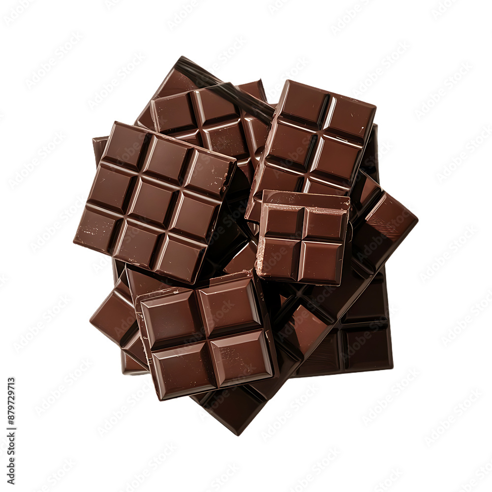 Delicious dark bar chocolate isolated on a transparent background by AI generative Delicious dark bar chocolate isolated on a transparent background by AI generative