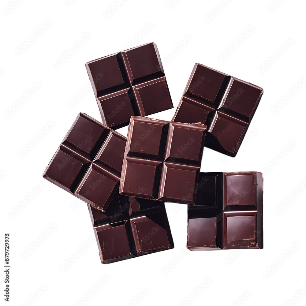 Delicious dark bar chocolate isolated on a transparent background by AI generative Delicious dark bar chocolate isolated on a transparent background by AI generative