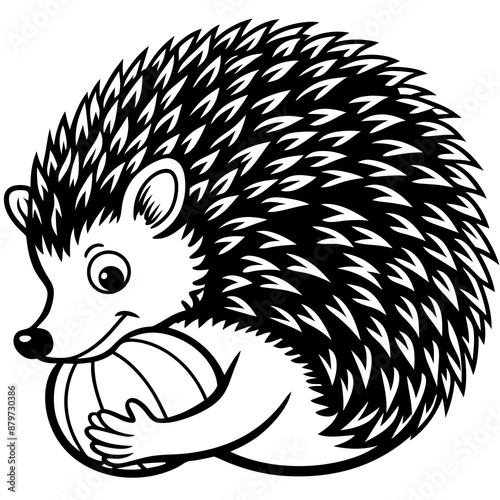 Shy Hedgehog Curling Into a Ball Vector Design and illustration