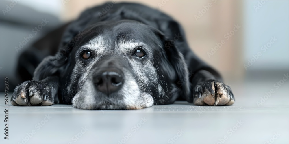 Obraz premium Managing Arthritis in Dogs Inflamed Joints, Stiffness, and Reluctance to Move. Concept Canine arthritis, Pain management, Mobility support, Joint supplements, Exercise routines