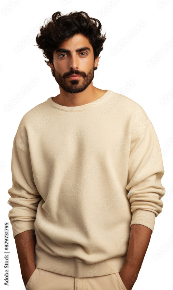 PNG Cream sweater mockup portrait fashion beard. PNG Cream sweater mockup portrait fashion beard.