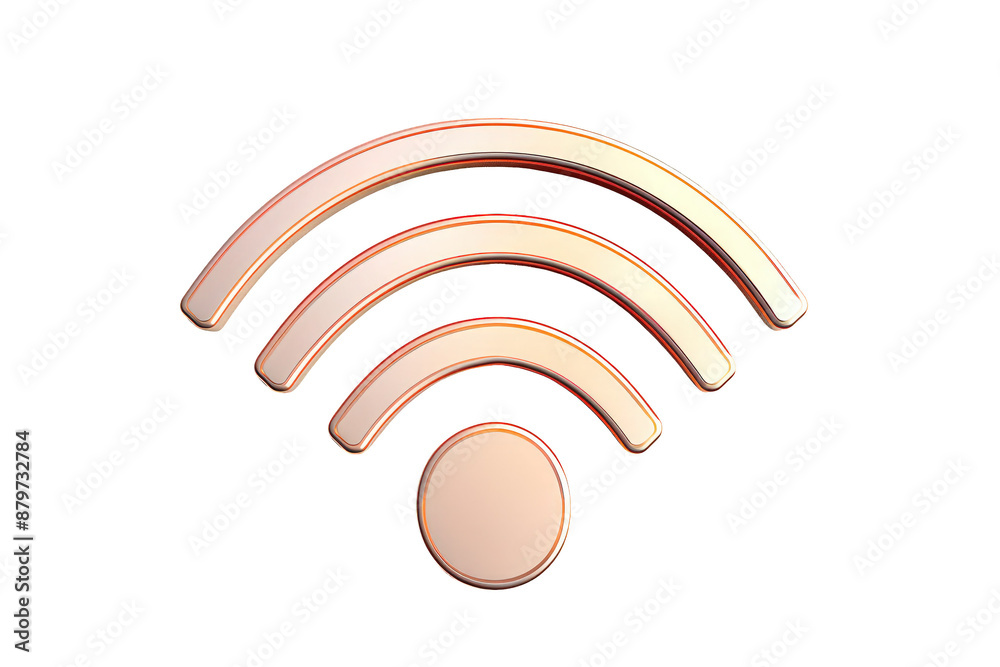wifi symbol with a metallic, rose gold finish. The symbol is isolated on a black background. wifi symbol with a metallic, rose gold finish. The symbol is isolated on a black background.