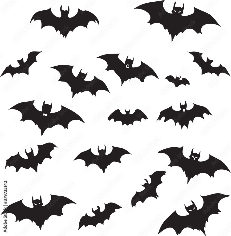 Naklejka premium Halloween bats silhouettes 