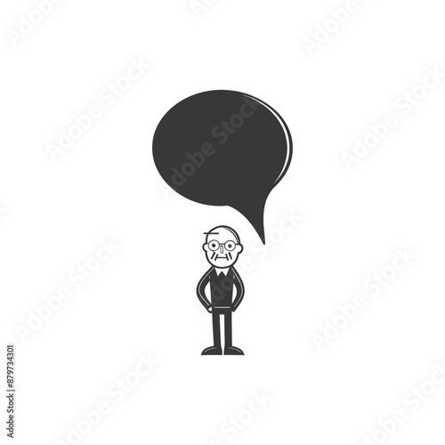minimalist logo or symbol for elderly man activity black color only