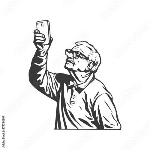 minimalist logo or symbol for elderly man activity black color only