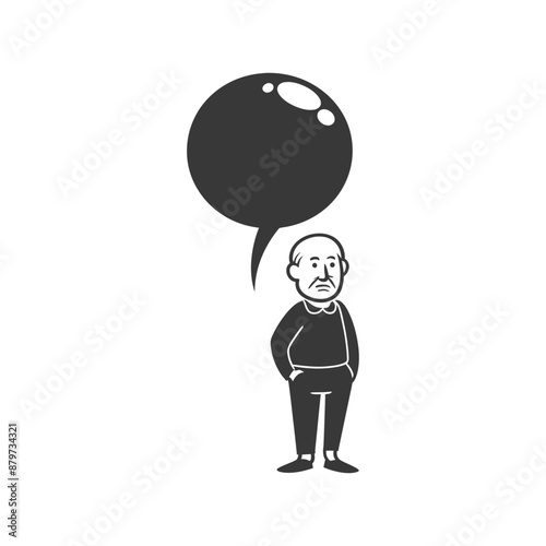 minimalist logo or symbol for elderly man activity black color only