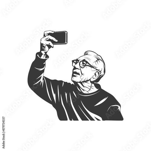 minimalist logo or symbol for elderly man activity black color only