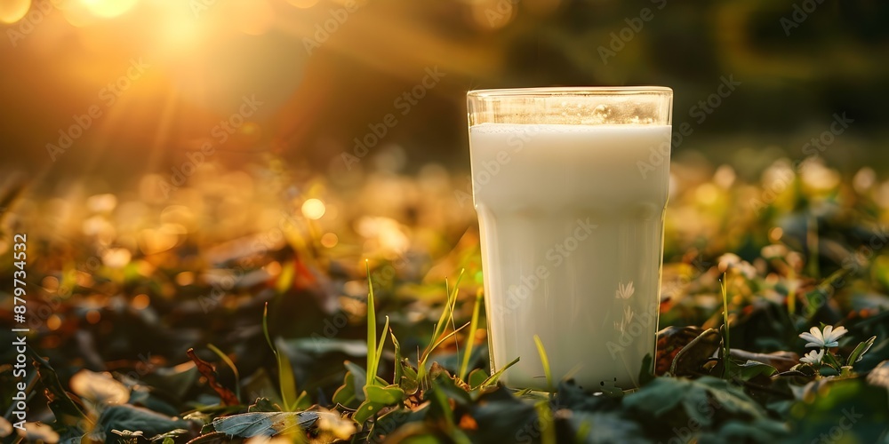 Dry farming highlights eco-friendly practices in a glass of nonhomogenized milk with a creamy top. Concept Sustainable Agriculture, Nonhomogenized Milk, Dairy Farming, Eco-Friendly Practices Dry farming highlights eco-friendly practices in a glass of nonhomogenized milk with a creamy top. Concept Sustainable Agriculture, Nonhomogenized Milk, Dairy Farming, Eco-Friendly Practices