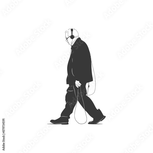 minimalist logo or symbol for elderly man activity black color only