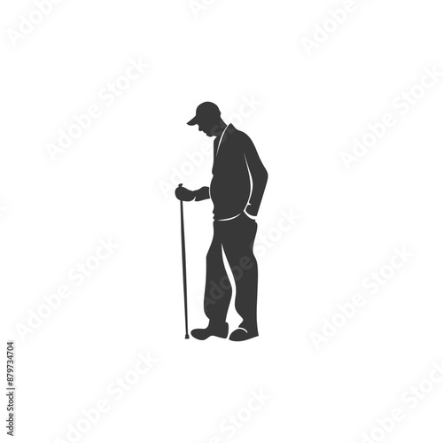 minimalist logo or symbol for elderly man activity black color only