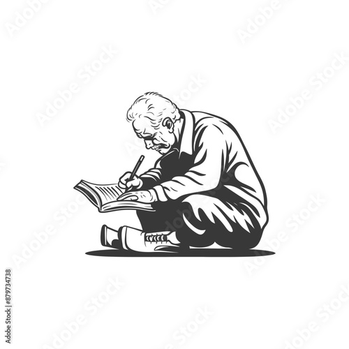 minimalist logo or symbol for elderly man activity black color only