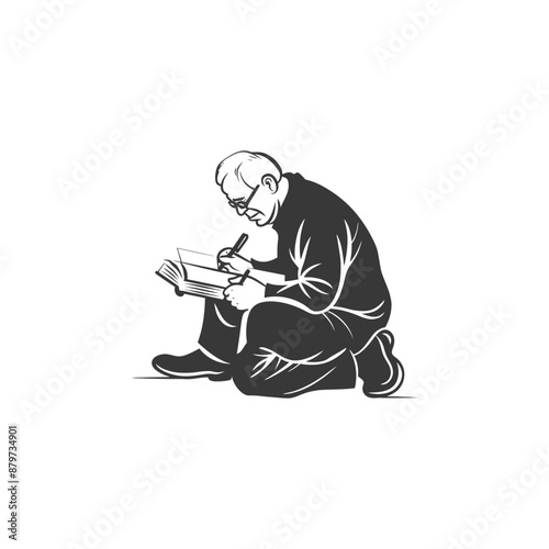 minimalist logo or symbol for elderly man activity black color only