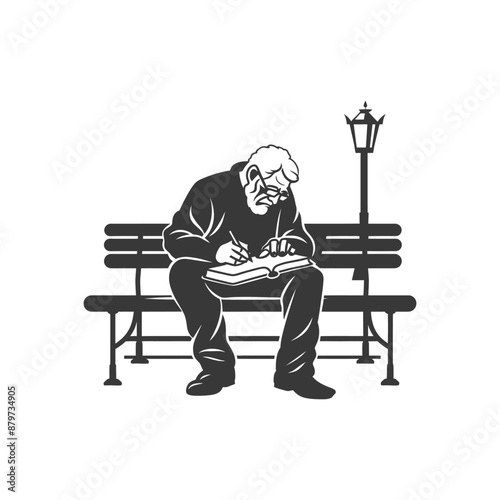 minimalist logo or symbol for elderly man activity black color only