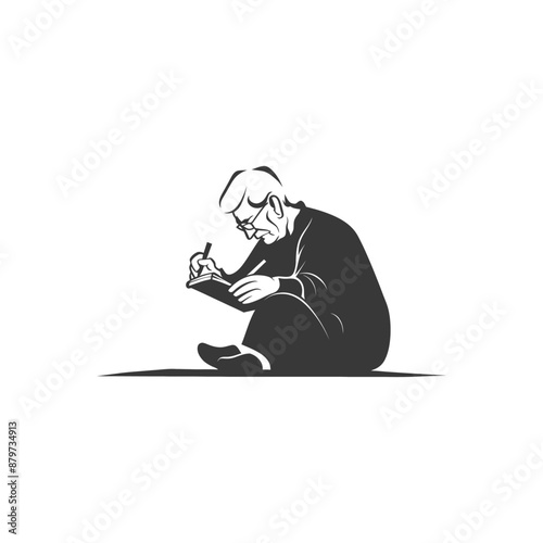 minimalist logo or symbol for elderly man activity black color only