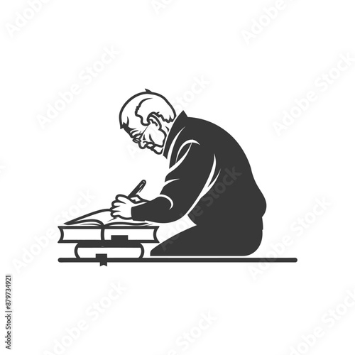 minimalist logo or symbol for elderly man activity black color only