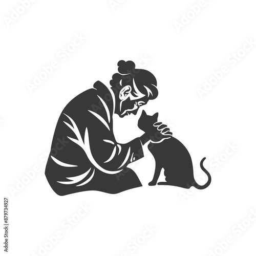 minimalist logo or symbol for elderly woman activity black color only
