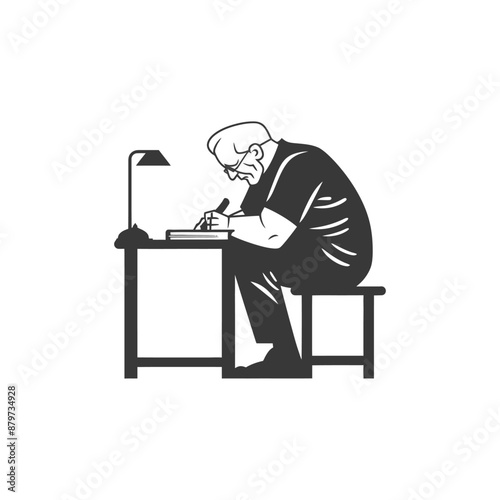 minimalist logo or symbol for elderly man activity black color only