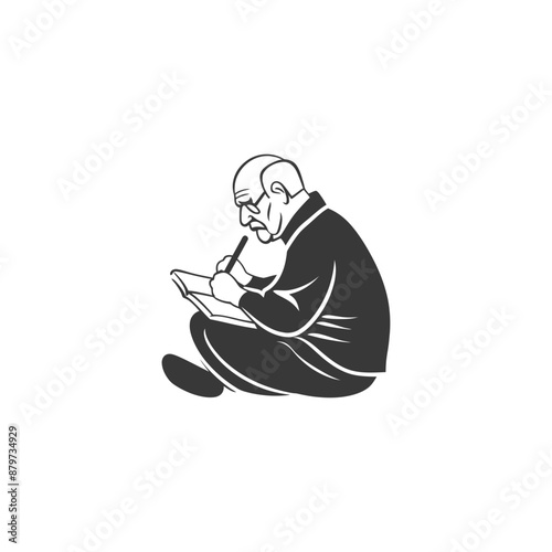 minimalist logo or symbol for elderly man activity black color only