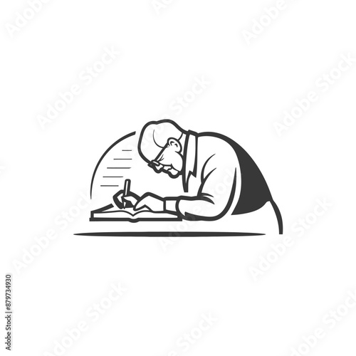 minimalist logo or symbol for elderly man activity black color only